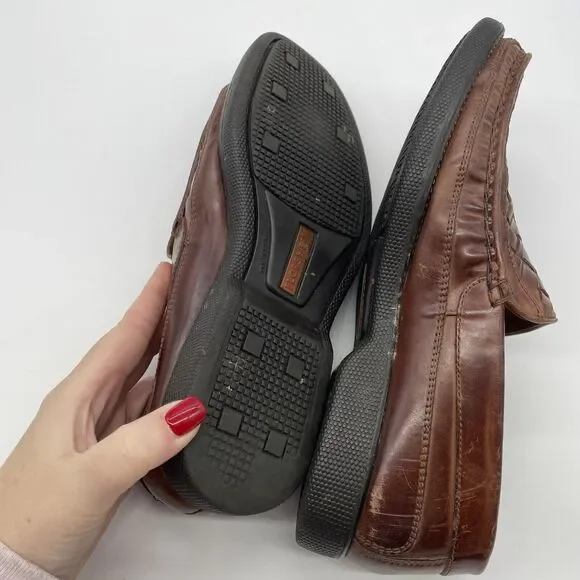 Florsheim Marshall Men's Size 10 D Brown Woven Leather Slip On Shoes Loafers - Picture 8 of 9